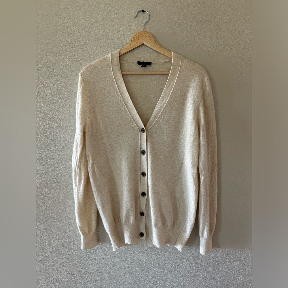 J Crew Brushed Wool Cashmere Button Front V Neck Cardigan Sweater Size M